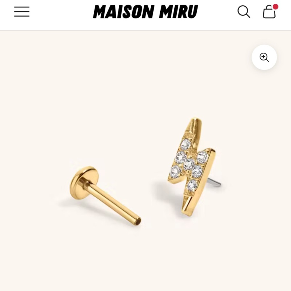 PAVE LIGHTNING PUSH PIN FLAT BACK EARRING Maison Miru